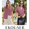 Ekouaer Womens Cotton Pajamas Set Classic Short Sleeve Pjs Set Soft Button Down Sleepwear Loungewear(Pale Violet Red)