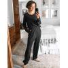 Ekouaer Womens Jogger Pajama Sets Long Sleeve Sleepwear Round Neck Nightwear Soft Pjs Lounge Sets with Pockets(Black)