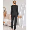 Ekouaer Womens Jogger Pajama Sets Long Sleeve Sleepwear Round Neck Nightwear Soft Pjs Lounge Sets with Pockets(Black)