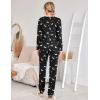 Ekouaer Womens Jogger Pajama Sets Long Sleeve Sleepwear Round Neck Nightwear Soft Pjs Lounge Sets with Pockets(Black Halloween)