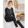 Ekouaer Womens Jogger Pajama Sets Long Sleeve Sleepwear Round Neck Nightwear Soft Pjs Lounge Sets with Pockets(Black Planet)