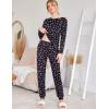 Ekouaer Womens Jogger Pajama Sets Long Sleeve Sleepwear Round Neck Nightwear Soft Pjs Lounge Sets with Pockets(Black Snowflake)