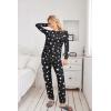 Ekouaer Womens Jogger Pajama Sets Long Sleeve Sleepwear Round Neck Nightwear Soft Pjs Lounge Sets with Pockets(Black Star)