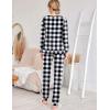 Ekouaer Womens Jogger Pajama Sets Long Sleeve Sleepwear Round Neck Nightwear Soft Pjs Lounge Sets with Pockets(Black and White Plaid)