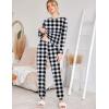 Ekouaer Womens Jogger Pajama Sets Long Sleeve Sleepwear Round Neck Nightwear Soft Pjs Lounge Sets with Pockets(Black and White Plaid)