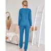 Ekouaer Womens Jogger Pajama Sets Long Sleeve Sleepwear Round Neck Nightwear Soft Pjs Lounge Sets with Pockets(Blue Green)