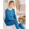 Ekouaer Womens Jogger Pajama Sets Long Sleeve Sleepwear Round Neck Nightwear Soft Pjs Lounge Sets with Pockets(Blue Green)