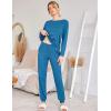 Ekouaer Womens Jogger Pajama Sets Long Sleeve Sleepwear Round Neck Nightwear Soft Pjs Lounge Sets with Pockets(Blue Green)