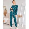 Ekouaer Womens Jogger Pajama Sets Long Sleeve Sleepwear Round Neck Nightwear Soft Pjs Lounge Sets with Pockets(Blue Green Leopard)