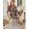 Ekouaer Womens Jogger Pajama Sets Long Sleeve Sleepwear Round Neck Nightwear Soft Pjs Lounge Sets with Pockets(Brown Leopard)