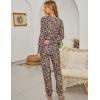 Ekouaer Womens Jogger Pajama Sets Long Sleeve Sleepwear Round Neck Nightwear Soft Pjs Lounge Sets with Pockets(Brown Leopard)