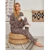 Ekouaer Womens Jogger Pajama Sets Long Sleeve Sleepwear Round Neck Nightwear Soft Pjs Lounge Sets with Pockets(Brown Leopard)