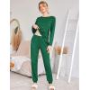 Ekouaer Womens Jogger Pajama Sets Long Sleeve Sleepwear Round Neck Nightwear Soft Pjs Lounge Sets with Pockets(Dark Green)