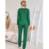 Ekouaer Womens Jogger Pajama Sets Long Sleeve Sleepwear Round Neck Nightwear Soft Pjs Lounge Sets with Pockets(Dark Green)