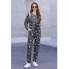 Ekouaer Womens Jogger Pajama Sets Long Sleeve Sleepwear Round Neck Nightwear Soft Pjs Lounge Sets with Pockets(Dark Grey White Star)