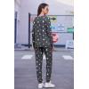 Ekouaer Womens Jogger Pajama Sets Long Sleeve Sleepwear Round Neck Nightwear Soft Pjs Lounge Sets with Pockets(Dark Grey White Star)