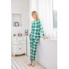 Ekouaer Womens Jogger Pajama Sets Long Sleeve Sleepwear Round Neck Nightwear Soft Pjs Lounge Sets with Pockets(Green Plaid)
