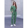 Ekouaer Womens Jogger Pajama Sets Long Sleeve Sleepwear Round Neck Nightwear Soft Pjs Lounge Sets with Pockets(Green White Star)