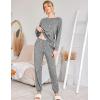 Ekouaer Womens Jogger Pajama Sets Long Sleeve Sleepwear Round Neck Nightwear Soft Pjs Lounge Sets with Pockets(Grey White Star)