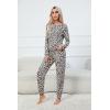 Ekouaer Womens Jogger Pajama Sets Long Sleeve Sleepwear Round Neck Nightwear Soft Pjs Lounge Sets with Pockets(Leopard)