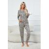 Ekouaer Womens Jogger Pajama Sets Long Sleeve Sleepwear Round Neck Nightwear Soft Pjs Lounge Sets with Pockets(Leopard)