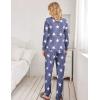 Ekouaer Womens Jogger Pajama Sets Long Sleeve Sleepwear Round Neck Nightwear Soft Pjs Lounge Sets with Pockets(Long Blue White Star)