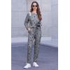 Ekouaer Womens Jogger Pajama Sets Long Sleeve Sleepwear Round Neck Nightwear Soft Pjs Lounge Sets with Pockets(Medium Grey Black Star)