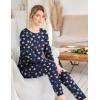 Ekouaer Womens Jogger Pajama Sets Long Sleeve Sleepwear Round Neck Nightwear Soft Pjs Lounge Sets with Pockets(Navy Heart)