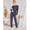 Ekouaer Womens Jogger Pajama Sets Long Sleeve Sleepwear Round Neck Nightwear Soft Pjs Lounge Sets with Pockets(Navy Heart)