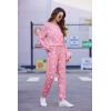 Ekouaer Womens Jogger Pajama Sets Long Sleeve Sleepwear Round Neck Nightwear Soft Pjs Lounge Sets with Pockets(Pink White Star)