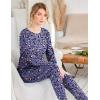 Ekouaer Womens Jogger Pajama Sets Long Sleeve Sleepwear Round Neck Nightwear Soft Pjs Lounge Sets with Pockets(Purple Leopard)