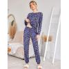 Ekouaer Womens Jogger Pajama Sets Long Sleeve Sleepwear Round Neck Nightwear Soft Pjs Lounge Sets with Pockets(Purple Leopard)
