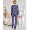 Ekouaer Womens Jogger Pajama Sets Long Sleeve Sleepwear Round Neck Nightwear Soft Pjs Lounge Sets with Pockets(Purple Leopard)