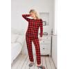 Ekouaer Womens Jogger Pajama Sets Long Sleeve Sleepwear Round Neck Nightwear Soft Pjs Lounge Sets with Pockets(Red Plaid)