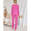 Ekouaer Womens Jogger Pajama Sets Long Sleeve Sleepwear Round Neck Nightwear Soft Pjs Lounge Sets with Pockets(Rose Red Leopard Print)