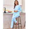 Ekouaer Womens Jogger Pajama Sets Long Sleeve Sleepwear Round Neck Nightwear Soft Pjs Lounge Sets with Pockets(Sky Blue White Star)