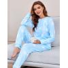 Ekouaer Womens Jogger Pajama Sets Long Sleeve Sleepwear Round Neck Nightwear Soft Pjs Lounge Sets with Pockets(Sky Blue White Star)