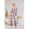 Ekouaer Womens Jogger Pajama Sets Long Sleeve Sleepwear Round Neck Nightwear Soft Pjs Lounge Sets with Pockets(White Red Green Plaid)