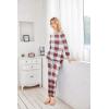 Ekouaer Womens Jogger Pajama Sets Long Sleeve Sleepwear Round Neck Nightwear Soft Pjs Lounge Sets with Pockets(White Red Green Plaid)