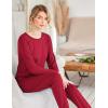 Ekouaer Womens Jogger Pajama Sets Long Sleeve Sleepwear Round Neck Nightwear Soft Pjs Lounge Sets with Pockets(Wine Red)
