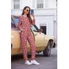 Ekouaer Womens Jogger Pajama Sets Long Sleeve Sleepwear Round Neck Nightwear Soft Pjs Lounge Sets with Pockets(Wine Red White Star)