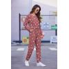 Ekouaer Womens Jogger Pajama Sets Long Sleeve Sleepwear Round Neck Nightwear Soft Pjs Lounge Sets with Pockets(Wine Red White Star)