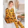 Ekouaer Womens Jogger Pajama Sets Long Sleeve Sleepwear Round Neck Nightwear Soft Pjs Lounge Sets with Pockets(Yellow Halloween)