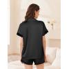 Ekouaer Womens Lace Satin Pajama Set Button Down Pj Shorts Set Bridesmaids Getting Ready Outfits Casual Sleepwear XS-XXL(Black)