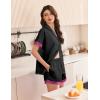 Ekouaer Womens Lace Satin Pajama Set Button Down Pj Shorts Set Bridesmaids Getting Ready Outfits Casual Sleepwear XS-XXL(Black With Rose Red Lace Trim)