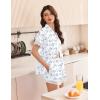 Ekouaer Womens Lace Satin Pajama Set Button Down Pj Shorts Set Bridesmaids Getting Ready Outfits Casual Sleepwear XS-XXL(Blue Bow Hydrangea)