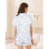 Ekouaer Womens Lace Satin Pajama Set Button Down Pj Shorts Set Bridesmaids Getting Ready Outfits Casual Sleepwear XS-XXL(Blue Bow Hydrangea)