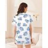 Ekouaer Womens Lace Satin Pajama Set Button Down Pj Shorts Set Bridesmaids Getting Ready Outfits Casual Sleepwear XS-XXL(Blue Hydrangea)