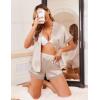 Ekouaer Womens Lace Satin Pajama Set Button Down Pj Shorts Set Bridesmaids Getting Ready Outfits Casual Sleepwear XS-XXL(Champagne)