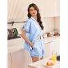 Ekouaer Womens Lace Satin Pajama Set Button Down Pj Shorts Set Bridesmaids Getting Ready Outfits Casual Sleepwear XS-XXL(Light Blue)